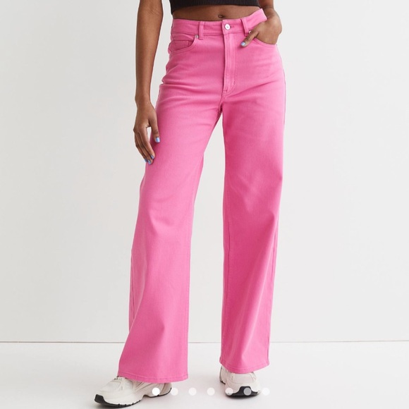 Hu0026M | Jeans | Hm Pink Wide Leg Twill Pants | Poshmark